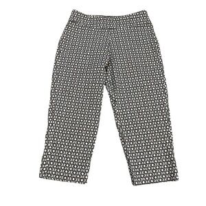 Krazy Larry Pull On Ankle Pants Black‎ and White Geometric Print Size 6